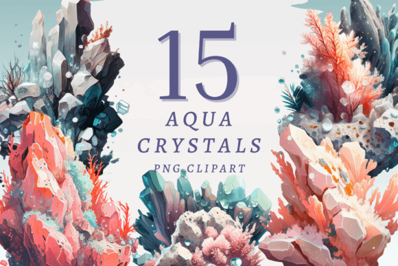 Download Aqua Crystals PNG Bundle - Crystal Collection
